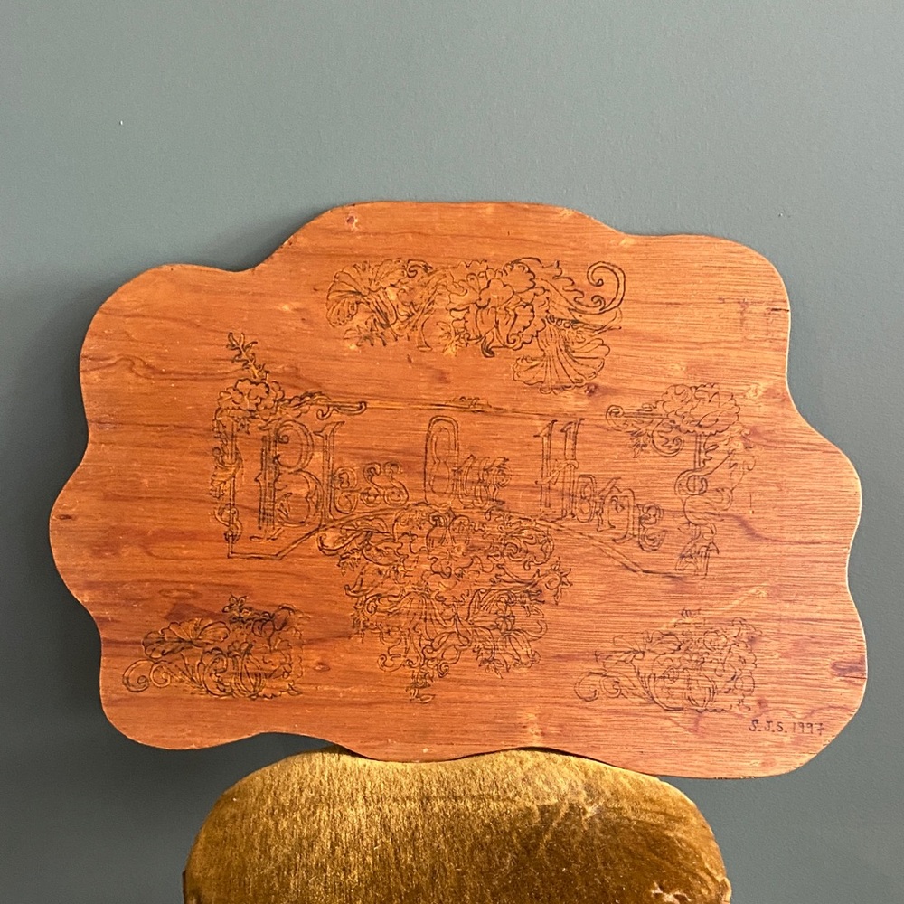 Decorative Wooden Plaque with Engraving Bless Our Home